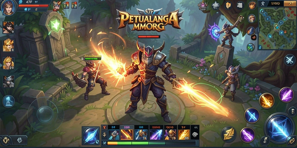 Screenshot permainan 47F menampilkan aksi seru dalam pertarungan MMORPG.