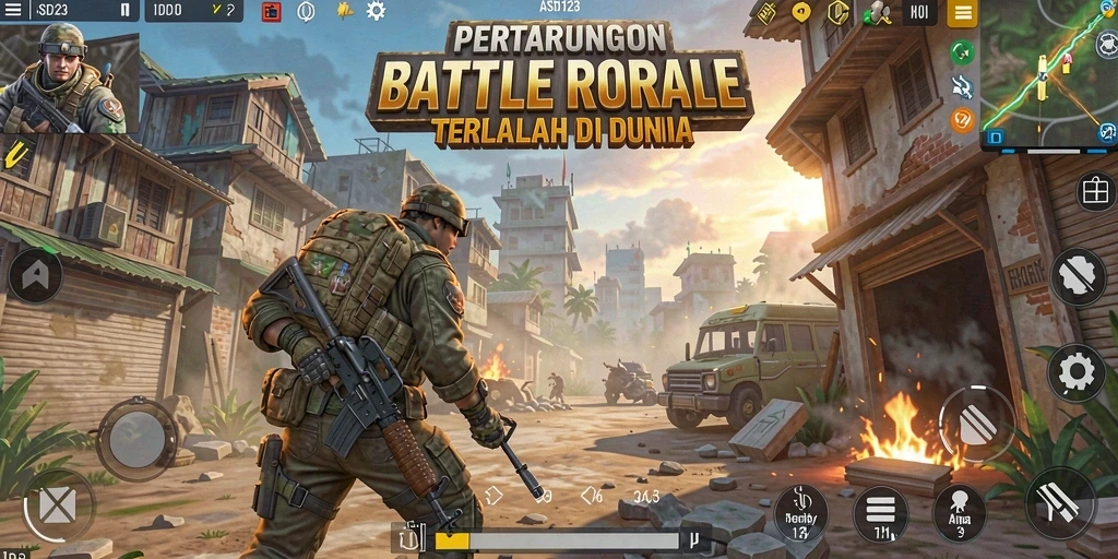 Tampilan menarik dari gameplay Battle Royale yang intens.