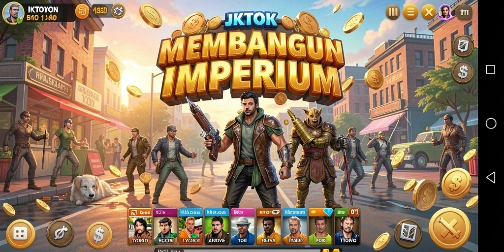 Tampilan screenshot utama JKTOK yang menampilkan gameplay Tycoon yang menarik.