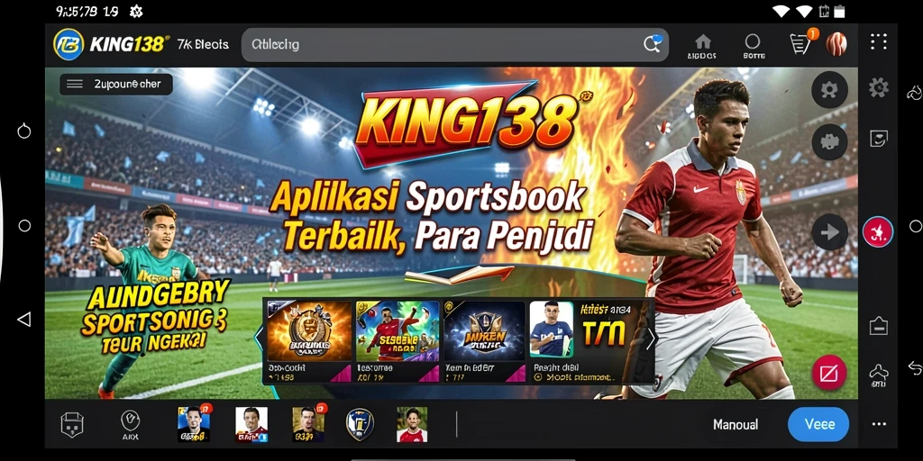 Tampilan aplikasi KING138 dengan pilihan taruhan olahraga yang menarik.