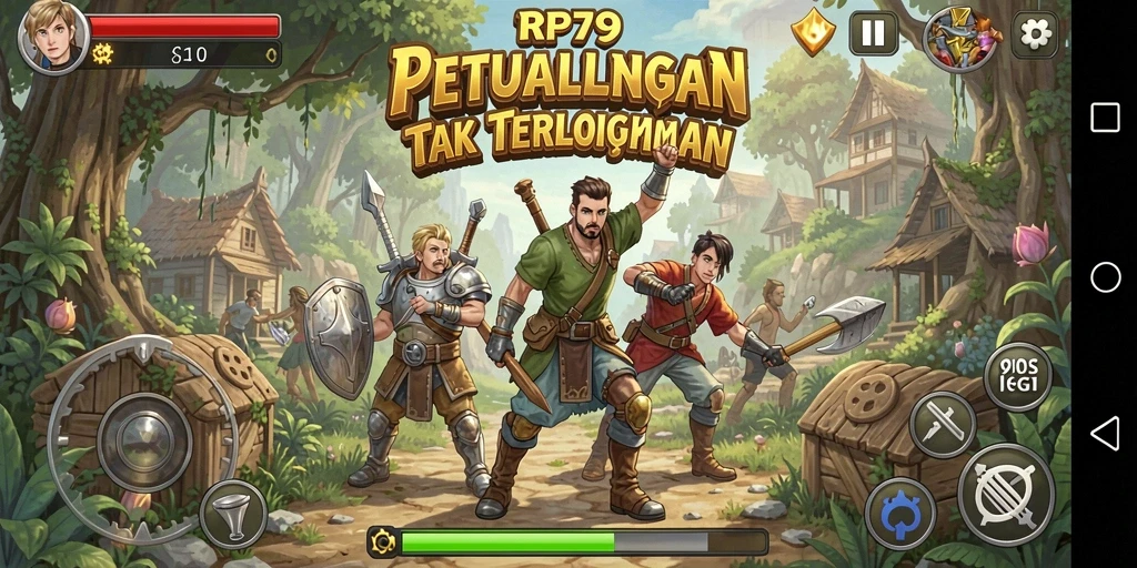 Screenshot gameplay RP79 menampilkan petualangan seru di hutan misterius.